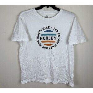 Y2K Hurley Graphic T-Shirt / White / Size Large